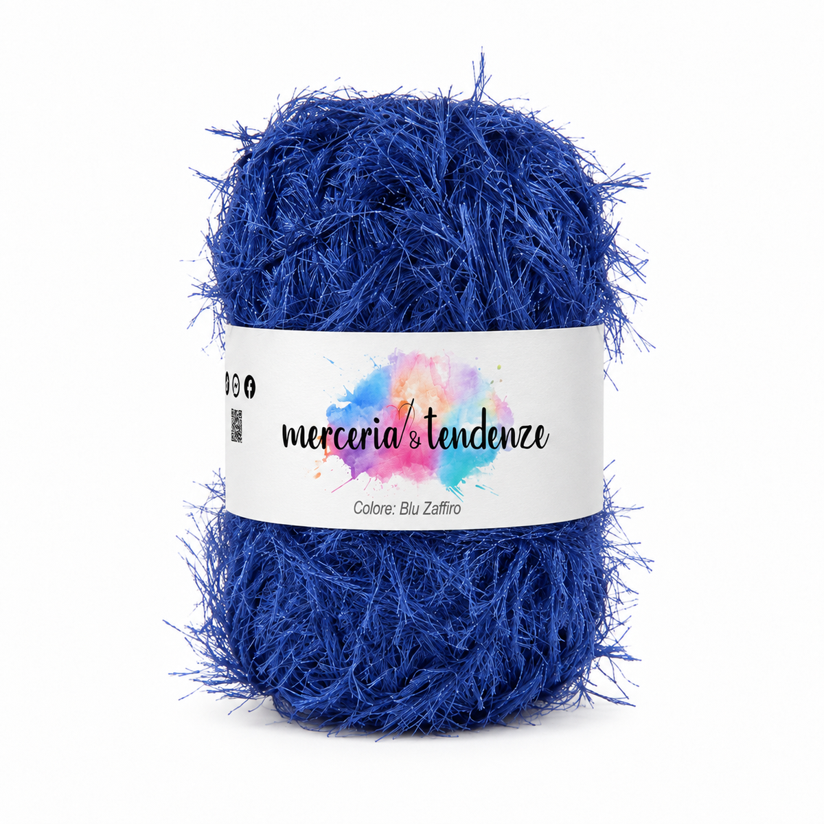 Filato Fantasia Frangé Blu Zaffiro - codice 16530-05 con etichetta Merceria & Tendenze