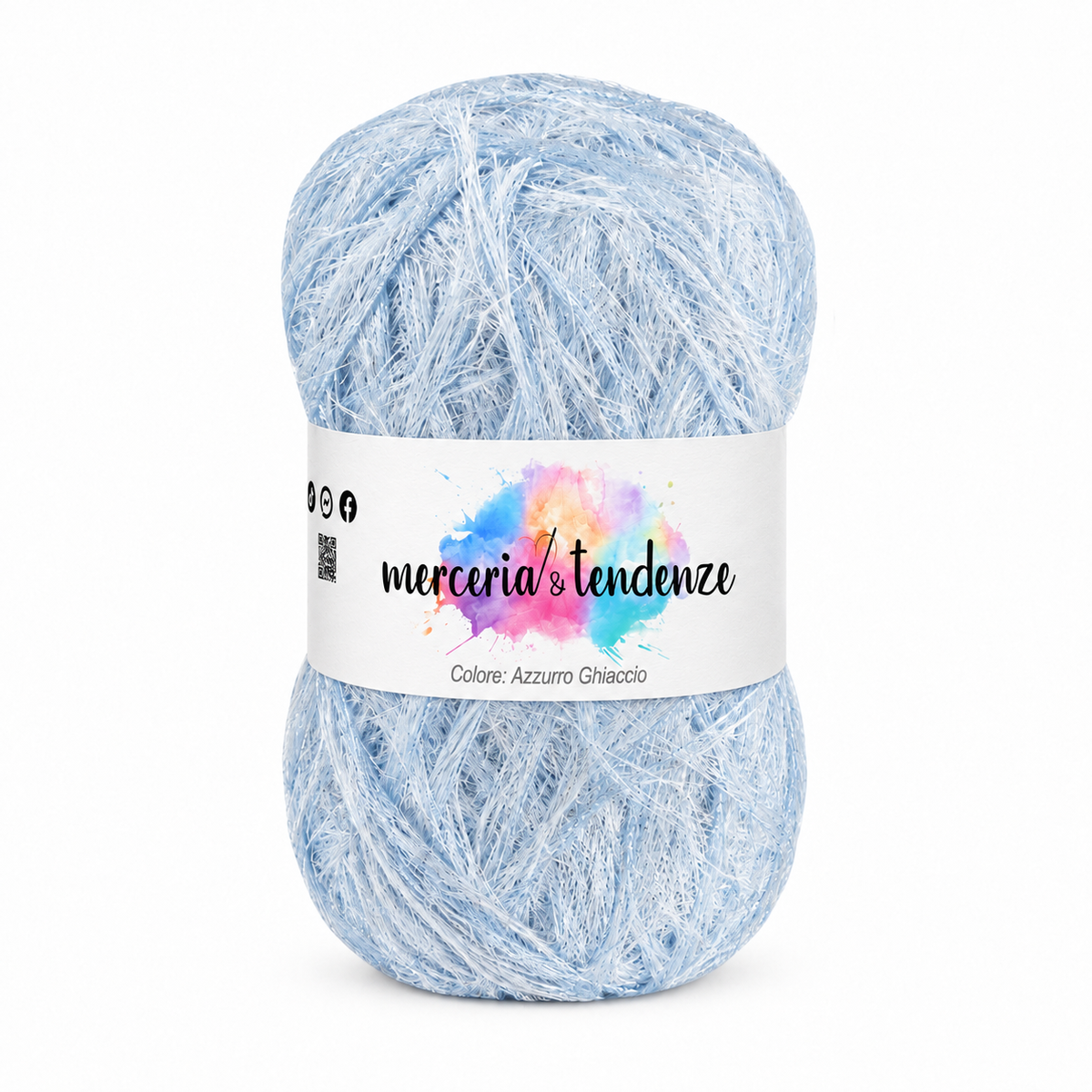 Filato Fantasia Frangé Azzurro Ghiaccio - codice 16530-08 con etichetta Merceria & Tendenze