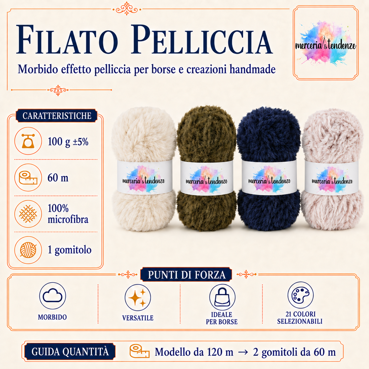 Filato Pelliccia Soft con etichette acquerello