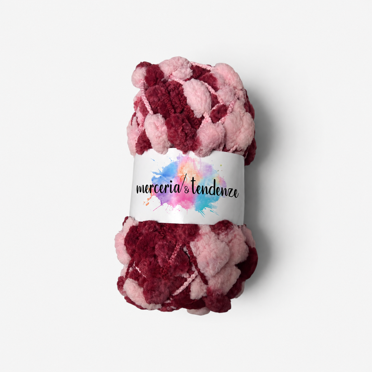 Filato Fantasia Petali 50 g – Rosa Bordeaux – gomitolo con etichetta Merceria & Tendenze