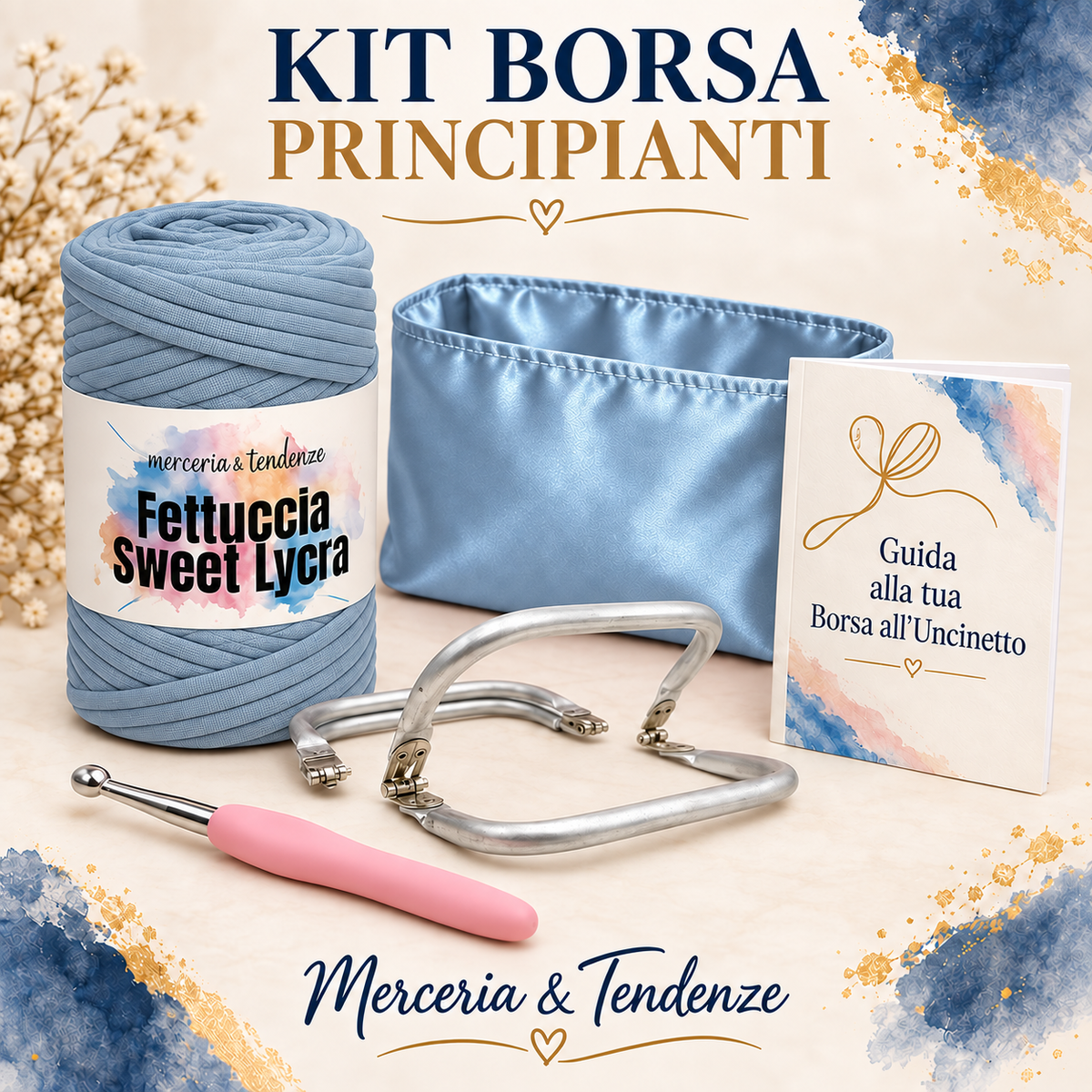 Kit Borsa Principianti – Celeste con fodera celeste