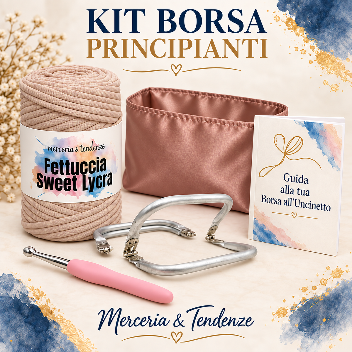 Kit Borsa Principianti – Cipria con fodera rosa antico