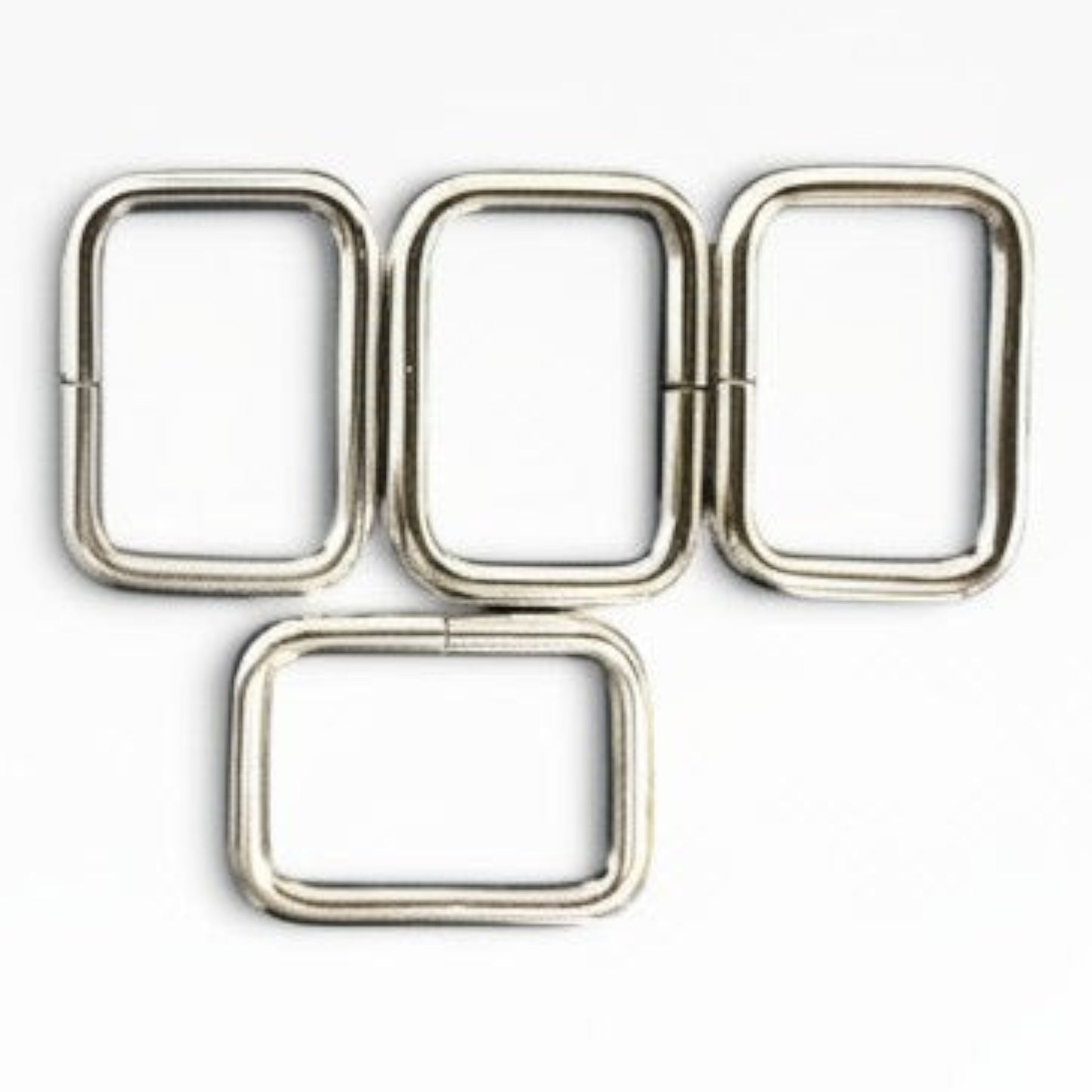 Set di anelli rettangolari in metallo argentato per borse Merceria & Tendenze, ideali per pelletteria e fai-da-te.