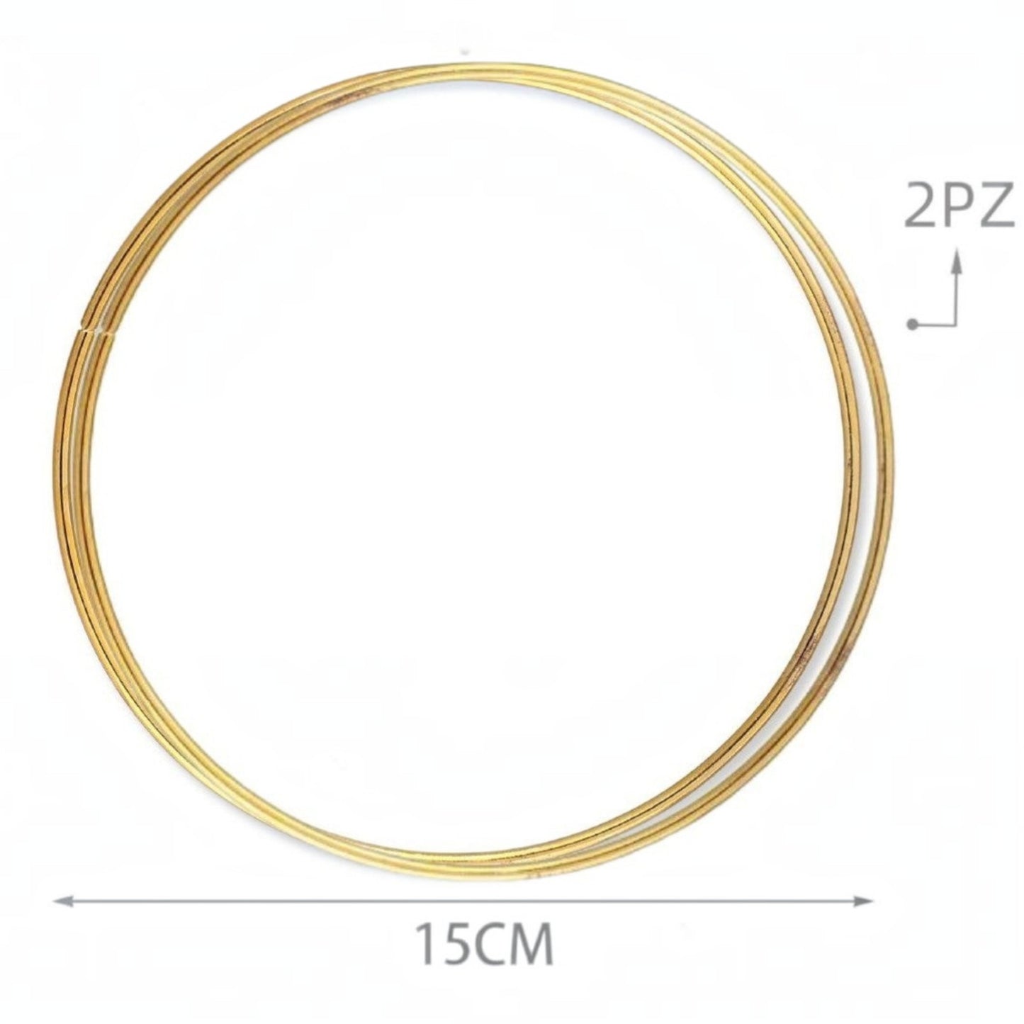 Due cerchi in metallo dorato da 15 cm per creazioni artigianali Merceria & Tendenze, ideali per acchiappasogni e ghirlande.