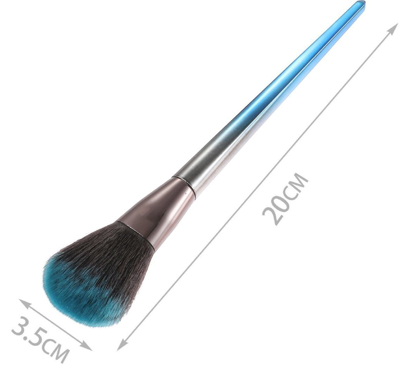 Pennello viso grande Merceria & Tendenze da 20 cm con setole morbide sfumate blu per cipria, blush e terra