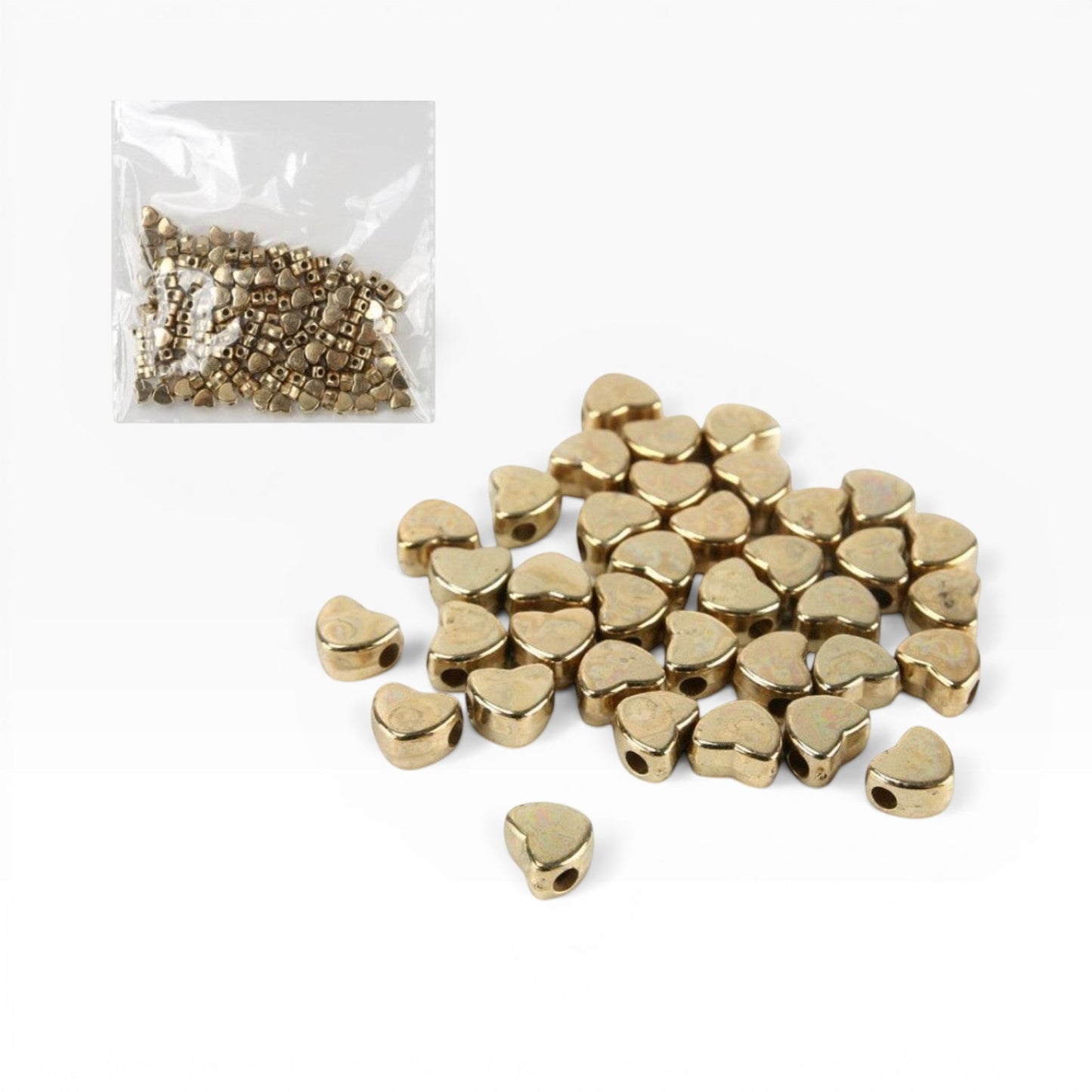 Perline a forma di cuore color oro chiaro Merceria & Tendenze in acrilico metallizzato per gioielli fai-da-te