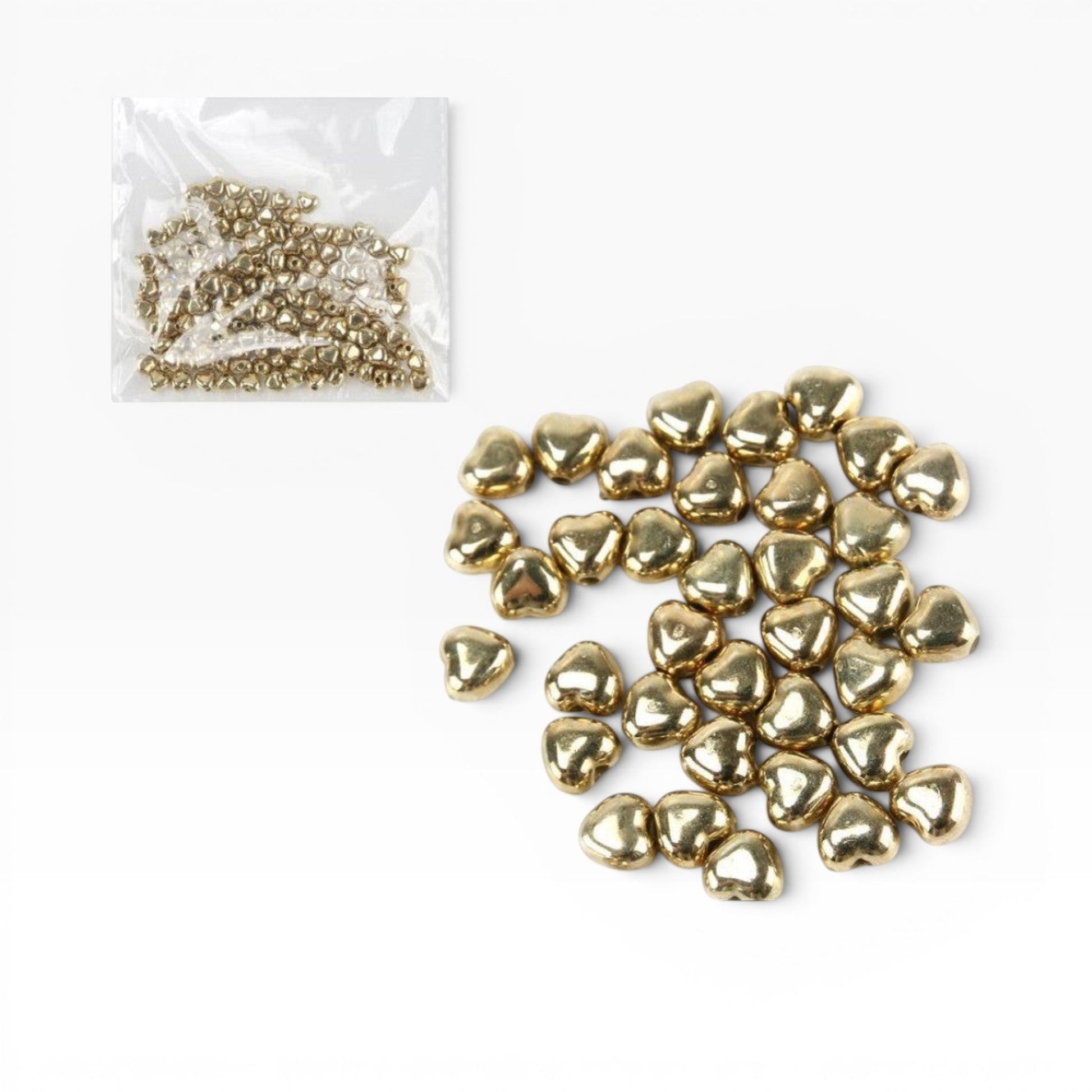 Perline a forma di cuore color oro chiaro Merceria & Tendenze in acrilico metallizzato per gioielli fai-da-te