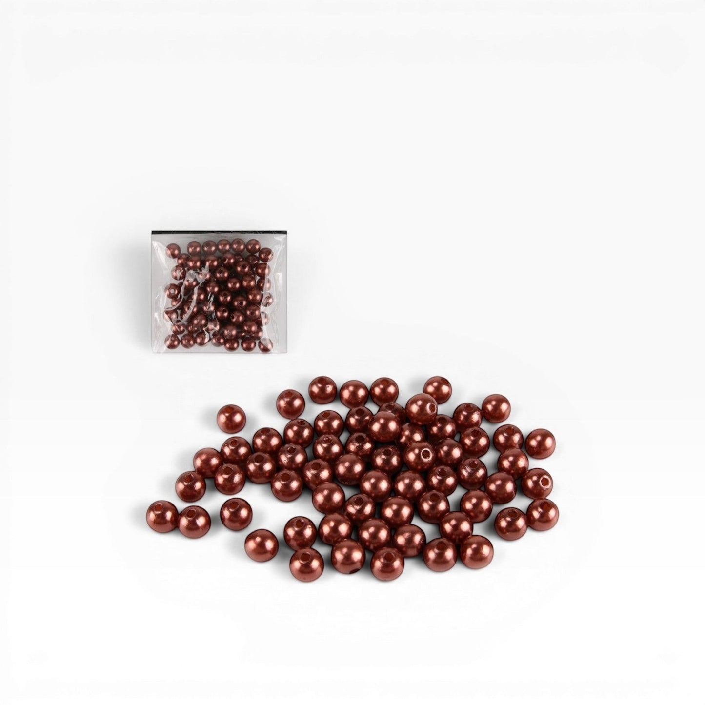 Perline sintetiche marroni da 8 mm con finitura perlata per creazioni handmade di Merceria & Tendenze