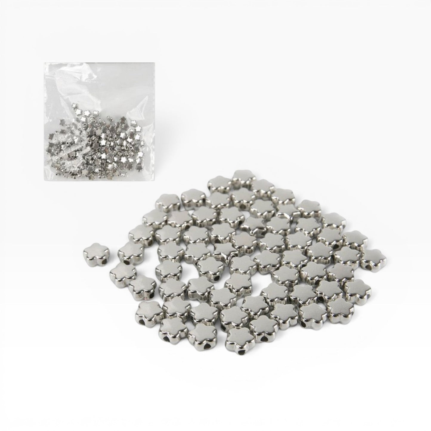 Perline a forma di stella color argento con finitura metallizzata per gioielli fai-da-te Merceria & Tendenze