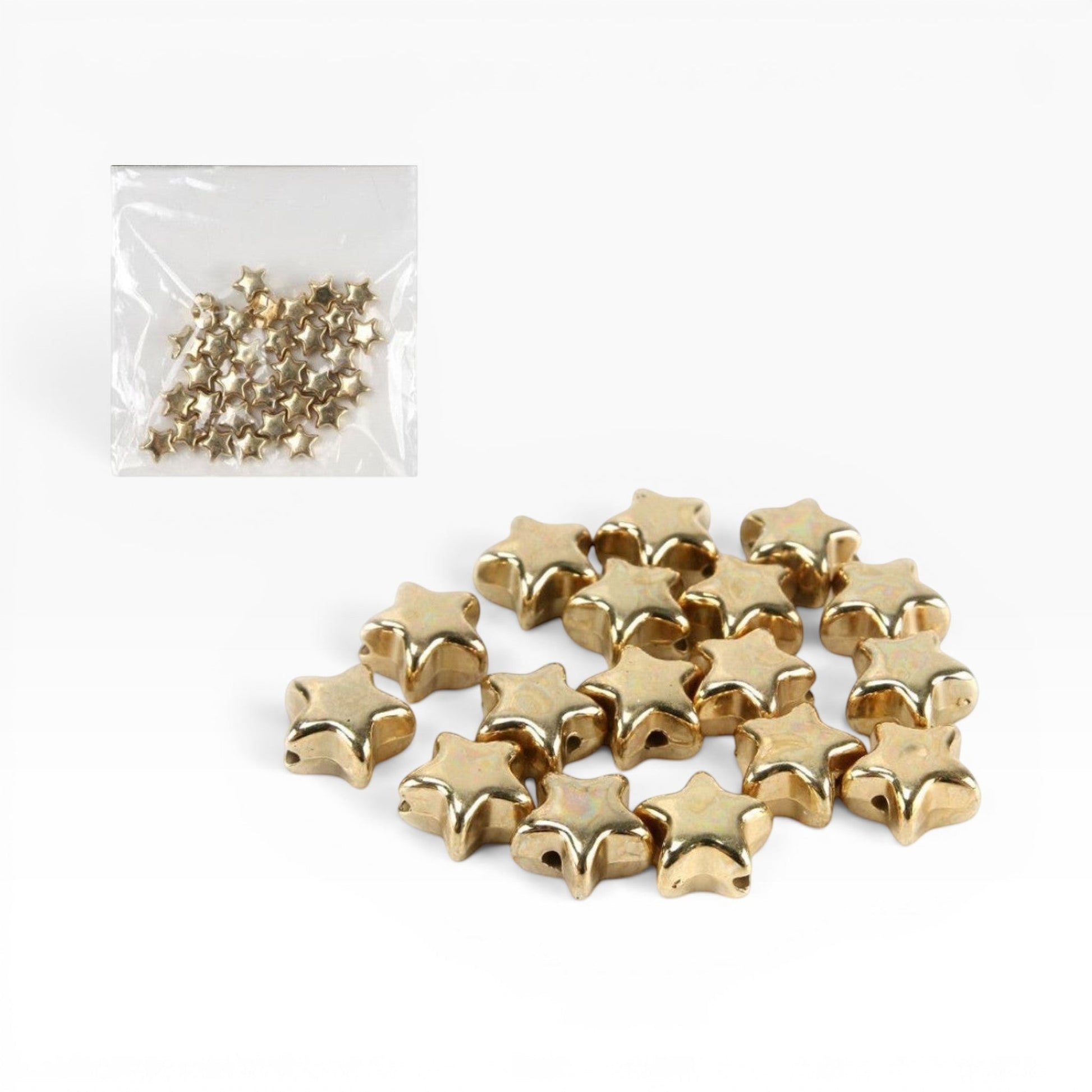 Perline a forma di stella color oro chiaro in acrilico metallizzato per gioielli fai-da-te Merceria & Tendenze